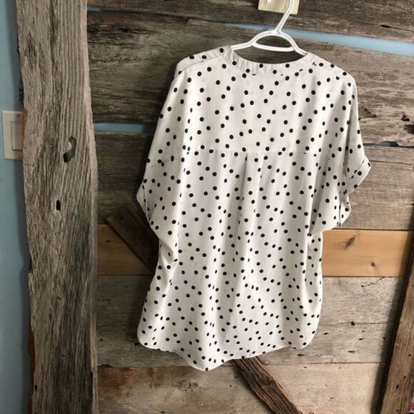 GEORGE Plus Size XXL White Crossover, Polka Dot Blouse - Picture 4 of 6